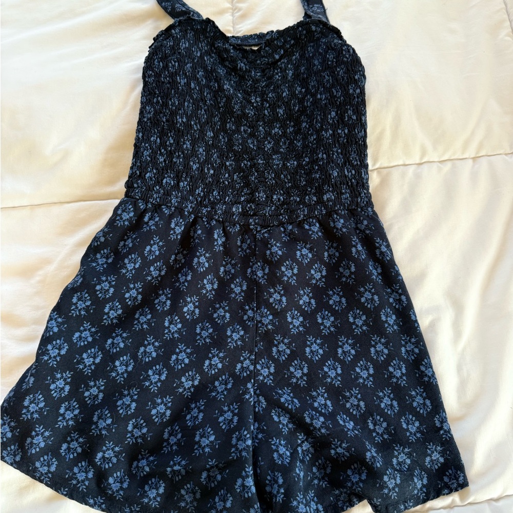 Girls Abercrombie Blue Floral ROMPER Size 9/10